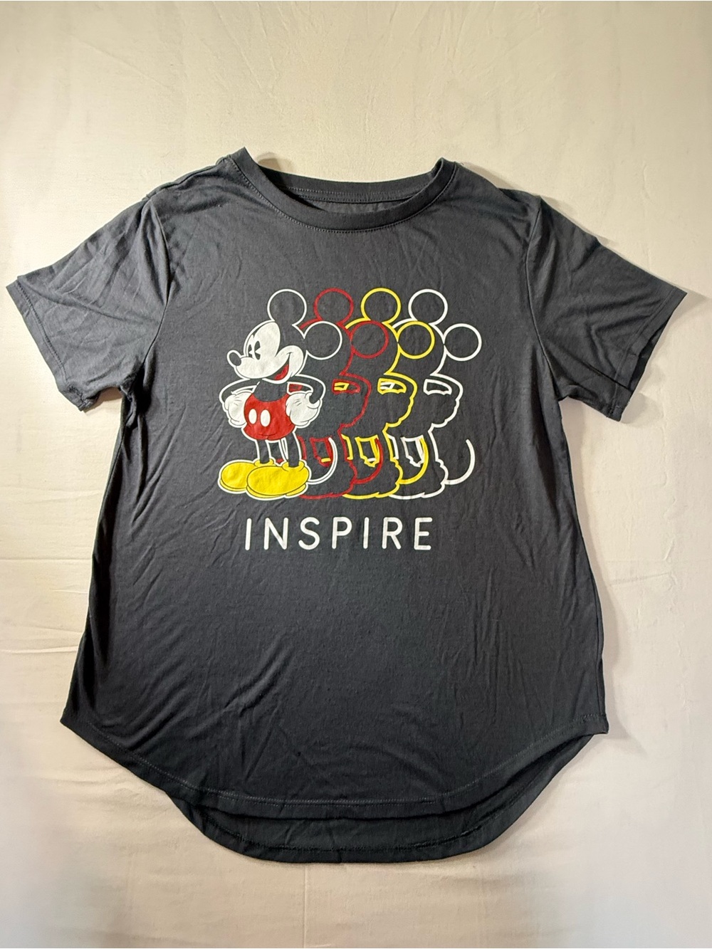 Disney Mickey Mouse 'Inspire' Graphic Tee - Black with Red & Yellow Accents